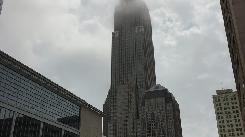 The KeyBank building in Cleveland Ohio in fog